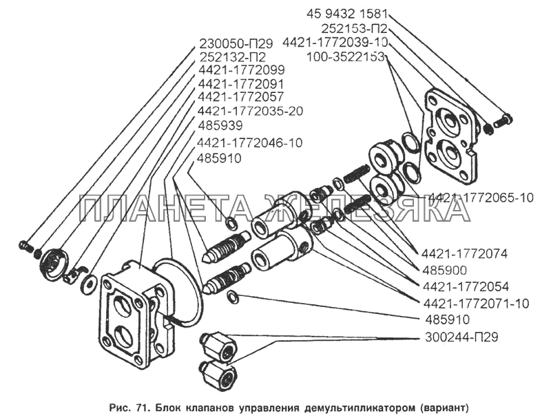 Блок клапанов управления демультипликатором (вариант) ЗИЛ-433100